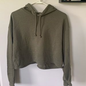 H&M Army Green Cropped Hoodie